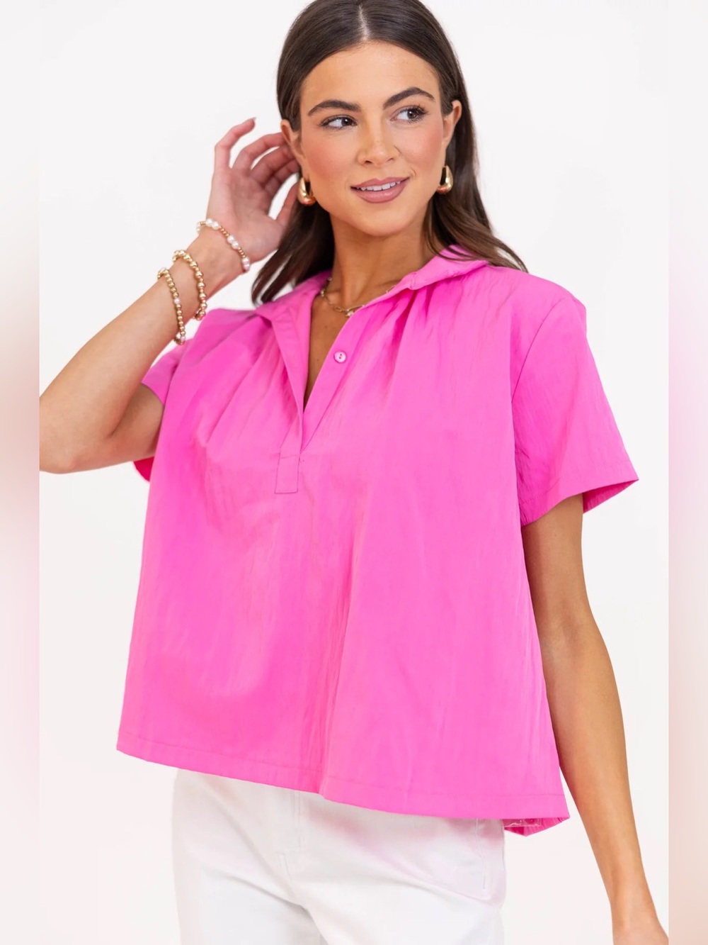 Universal Thread Pink Short Sleeve Popover Blouse
